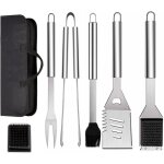 Ensemble lot de 6 ustensiles de barbecue en acier inoxydable avec sac de transport, spatule, pince et ...