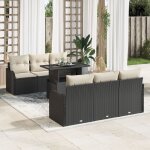 Ensemble de 7 pièces de canapé de jardin avec coussins noir en rattan poly, canapé de jardin 2 places ... Ensemble de 7 pièces de canapé de jardin avec coussins noir en rattan poly, canapé de jardin 2 places ...