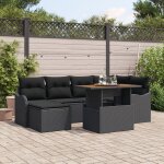 Ensemble de 7 pièces de canapé de jardin avec coussins noir rattan poly acacia, canapé de jardin 2 places ... Ensemble de 7 pièces de canapé de jardin avec coussins noir rattan poly acacia, canapé de jardin 2 places ...