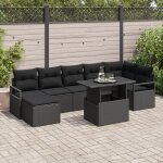 Ensemble de 8 pi�ces de canap�s de jardin avec coussins noir poly rattan, canap� de jardin 2 places avec ...