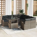 Ensemble de 9 canap�s de jardin avec coussins gris en rattan poly, canap� de jardin 2 places avec rangement ...