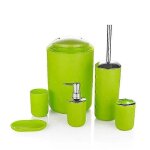 Ensemble d'accessoires de salle de bain 6 pieces : porte - brosse a dents, distributeur de savon, gobelet, ...