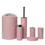 Ensemble d'accessoires de salle de bain 6 pieces : porte - brosse a dents, distributeur de savon, gobelet, ...