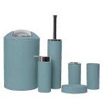 Ensemble d'accessoires de salle de bain 6 pieces : porte - brosse a dents, distributeur de savon, gobelet, ...