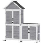 Ensemble armoire de jardin avec coffre ext�rieur assorti - 2 + 2 portes - 3 + 1 etag�res - toit bitum� ...