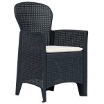 Ensemble de bistro 3 pcs plastique anthracite aspect de rotin