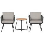 Ensemble bistro de jardin 2 places 3 pi�ces gris r�sine aspect rotin