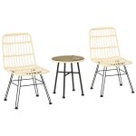 Ensemble bistro de jardin 2 places 3 pi�ces style exotique 2 chaises + table basse ronde m�tal epoxy ...