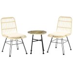 Ensemble bistro de jardin 2 places 3 pices style exotique 2 chaises + table basse ronde mtal epoxy ...