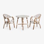 Ensemble de bistrot brielle compos� d'une table ronde de 80 cm et de 2 chaises de jardin empilables en ...