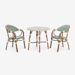 Ensemble de bistrot brielle compos� d'une table ronde de 80 cm et de 2 chaises de jardin empilables en ...