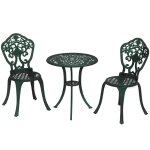 Ensemble bistrot de jardin 2 personnes 3 pi�ces aluminium aspect fer forg� noir vieilli vert