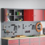 Ensemble de cabinet � outils et de panneau de rangement muraux de 6 pi�ces vidaxl en m�tal rouge