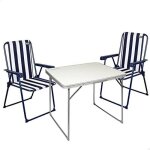 Ensemble de camping - aktive - table et 2 chaises pliantes - aluminium et acier - 4 places - marin