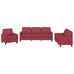 Ensemble de canapes 3 pcs et coussins rouge bordeaux similicuir Ensemble de canapes 3 pcs et coussins rouge bordeaux similicuir