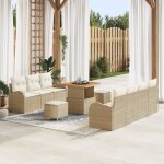 Ensemble de canap� de jardin 10 pi�ces avec coussins beige en poly rotin, canap� 2 places avec coussins ...