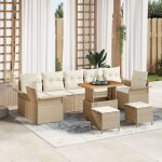 Ensemble de canapé de jardin 10 pièces avec coussin beige en poly rotin et acacia, canapé de jardin 2 ... Ensemble de canapé de jardin 10 pièces avec coussin beige en poly rotin et acacia, canapé de jardin 2 ...