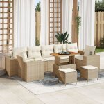 Ensemble de canapé de jardin 10 pièces avec coussins beige en poly rotin acacia, ensemble de salle a ... Ensemble de canapé de jardin 10 pièces avec coussins beige en poly rotin acacia, ensemble de salle a ...