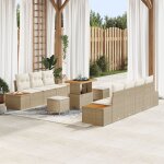 Ensemble de canap� de jardin 10 pi�ces coussins beige en rattan, canap� jardin deux places avec rangement ...