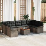 Ensemble de canap�s de jardin 10 pi�ces avec coussins gris poly rattan acacia, canap� de jardin 2 places ...