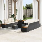 Ensemble de canap de jardin 10 pices avec coussins noir poly rattan, canap de jardin 2 places avec ...