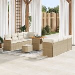 Ensemble de canap de jardin 11 pices avec coussins beige en rotin synthtique, ensemble de salle a ...