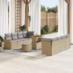 Ensemble de canaps de jardin 11 pices avec coussins en rotin synthtique beige acacia