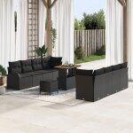 Ensemble de canaps de jardin 11 pices avec coussins en rotin synthtique noir, canap de jardin 2 places ...