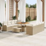 Ensemble de canapés de jardin 11 pièces vidaxl avec coussins beiges en rotin synthétique et acacia Ensemble de canapés de jardin 11 pièces vidaxl avec coussins beiges en rotin synthétique et acacia