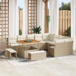 Ensemble de canap�s de jardin de 12 pi�ces avec coussins beige en poly rotin acacia, ensemble de salle ...