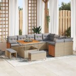 Ensemble de canap de jardin de 12 pices avec coussins beige en rotin synthtique, ensemble de salle ...