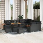 Ensemble de canaps de jardin de 12 pices avec coussins noir rotin synthtique acacia, ensemble de repas ...