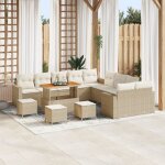 Ensemble de canap de jardin 14 pices avec coussins beige en rotin synthtique, ensemble de salle a ...