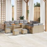 Ensemble de canap de jardin de 14 pices avec coussins beige en rotin synthtique, ensemble de salle ...