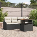 Ensemble de canap de jardin 5 pices avec coussins noir rotin synthtique acacia, canap de jardin 2 ...