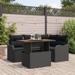 Ensemble de canap� de jardin 5 pi�ces avec coussins en poly rotin noir, canap� de jardin 2 places avec ...