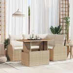 Ensemble de canapé de jardin de 5 pièces avec coussins en rattan poly beige, canapé de jardin 2 places ... Ensemble de canapé de jardin de 5 pièces avec coussins en rattan poly beige, canapé de jardin 2 places ...
