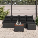 Ensemble de canapé de jardin 6 pièces avec coussins noir rotin synthétique acacia, canapé de jardin 2 ... Ensemble de canapé de jardin 6 pièces avec coussins noir rotin synthétique acacia, canapé de jardin 2 ...
