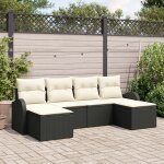 Ensemble de canaps de jardin 6 pices avec coussins en poly rattan noir vidaxl, canap de jardin 2 places ...