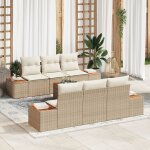 Ensemble de canapé de jardin 7 pièces avec coussins beige en rotin synthétique Ensemble de canapé de jardin 7 pièces avec coussins beige en rotin synthétique