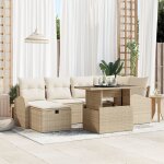 Ensemble de canaps de jardin 7 pices avec coussins beige rotin synthtique, canap de jardin 2 places ...