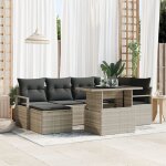 Ensemble de canapé de jardin 7 pièces avec coussins gris clair en rattan poly, canapé de jardin 2 places ... Ensemble de canapé de jardin 7 pièces avec coussins gris clair en rattan poly, canapé de jardin 2 places ...
