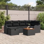 Ensemble de canap�s de jardin de 7 pi�ces avec coussins en poly rattan noir, canap� de jardin 2 places ...