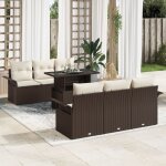 Ensemble de canap de jardin 7 pices vidaxl avec coussins marron rattan poly, canap de jardin 2 places ...