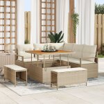 Ensemble de canap�s de jardin de 8 pi�ces avec coussins beige en poly rattan, canap� de jardin 2 places ...