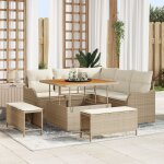 Ensemble de canapé de jardin de 8 pièces avec coussins en beige en poly rotin acacia, canapé de jardin ... Ensemble de canapé de jardin de 8 pièces avec coussins en beige en poly rotin acacia, canapé de jardin ...