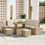 Ensemble de canapé de jardin 8 pièces avec coussins beige poly rotin acacia, ensemble de salle a manger ... Ensemble de canapé de jardin 8 pièces avec coussins beige poly rotin acacia, ensemble de salle a manger ...