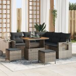 Ensemble de canap� de jardin de 8 pi�ces avec coussins gris en poly rotin, ensemble de salle a manger ...