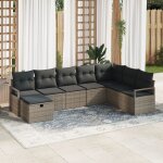 Ensemble de canap� de jardin 8 pi�ces avec coussins gris rotin synth�tique, canap� de jardin 2 places ...
