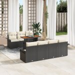 Ensemble de canap� de jardin de 8 pi�ces avec coussins en poly rattan noir, canap� de jardin de 2 places ...